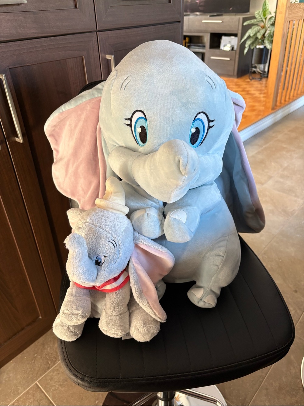Disney 2 dumbo Elephant Plush with Pink Ears